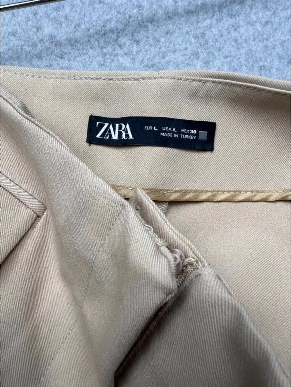 Zara Straight Leg Pants Womens Size L Beige Minimalist Simple Career Office - Picture 6 of 11